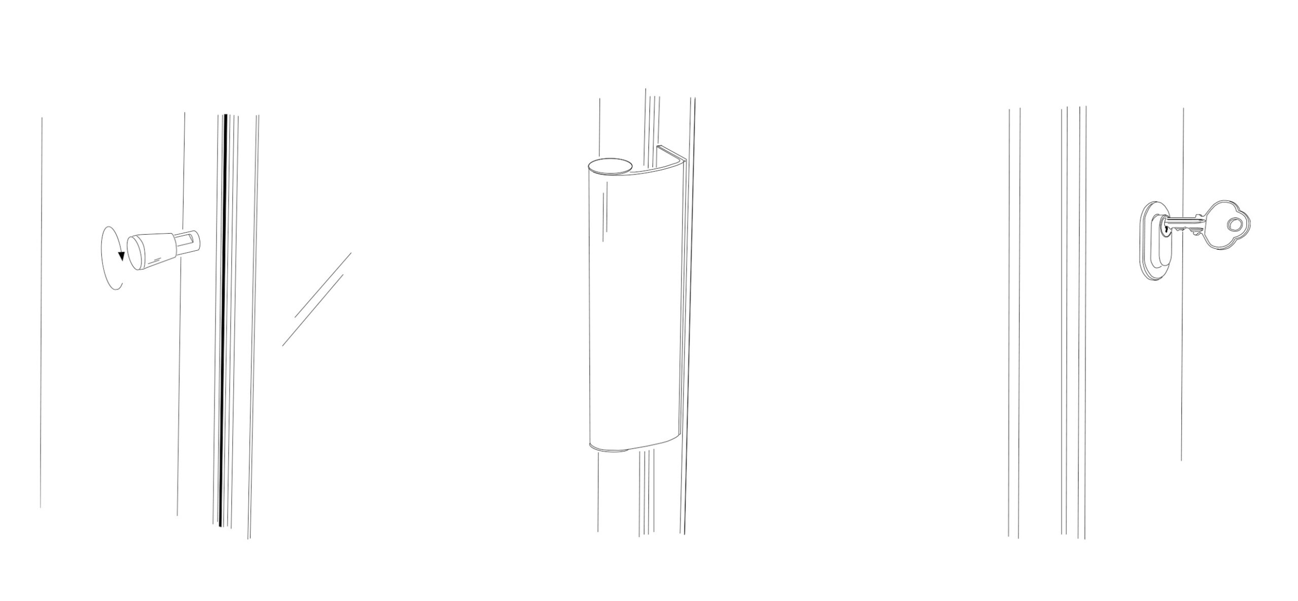 uterumsparti låsknopp handtag hakregellås