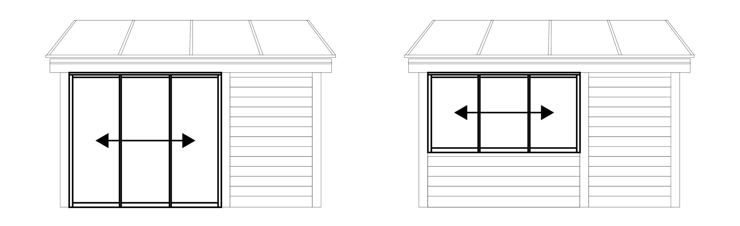Glaspartier till uterum finns som skjutbara uterumspartier